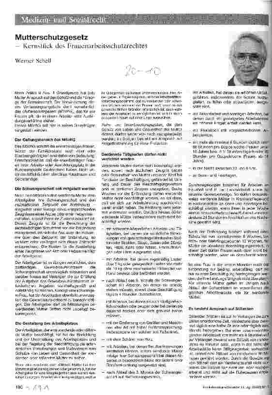 Vorschauseite 1: Mutterschutzgesetz - Kernstück des Frauenarbeitsschutzrechtes