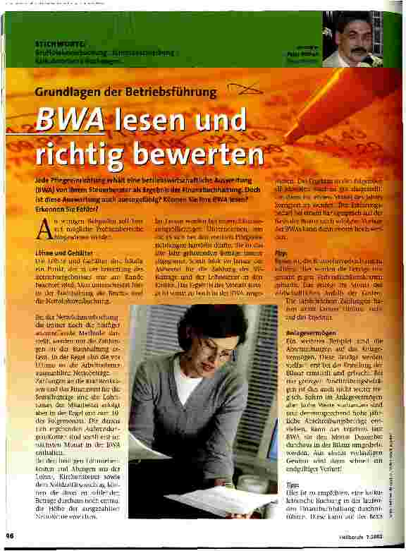 Vorschauseite 1: BWA lesen und richtig bewerten Grundlagen der Betriebsführung