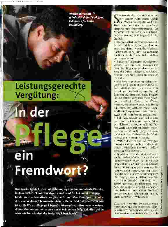 Vorschauseite 1: Leistungsgerechte Vergütung: In der Pflege ein Fremdwort?