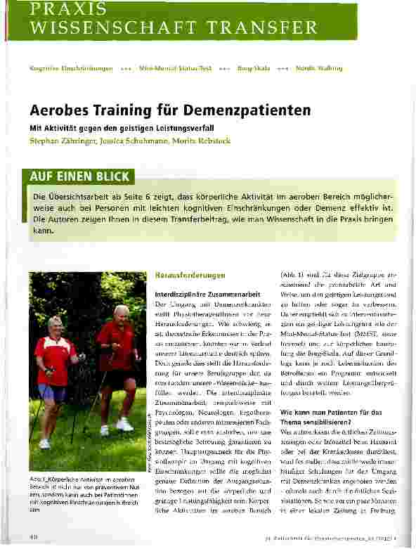 Vorschauseite 1: Aerobes Training für Demenzpatienten