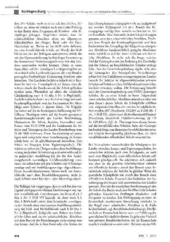 Vorschauseite 3: Zum Versicherungsschutz von Umschülern an Altenund Krankenpflegeschulen in Brandenburg