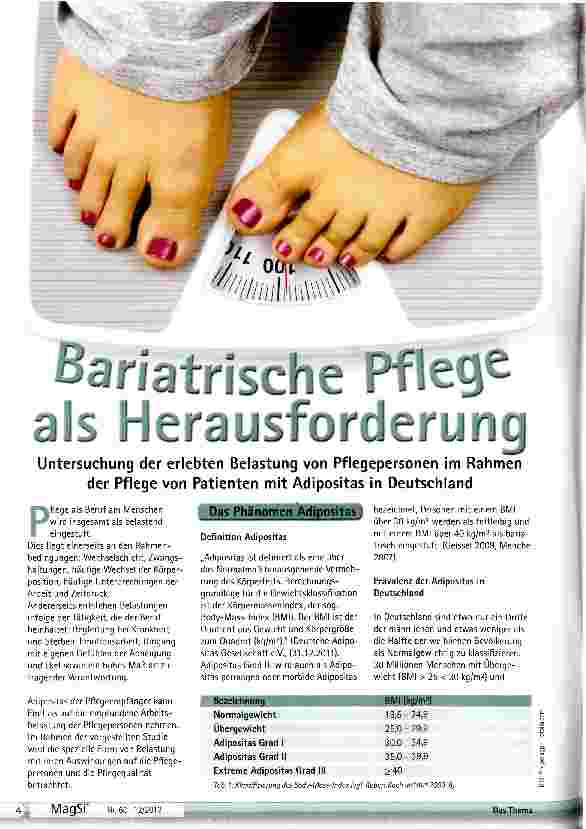 Vorschauseite 1: Bariatrische Pflege als Herausforderung