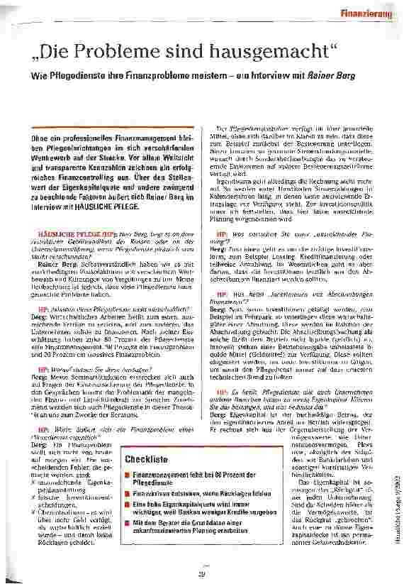 Vorschauseite 1: Die Probleme sind hausgemacht