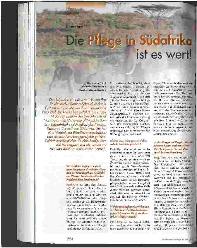 Vorschauseite 1: Die Pflege in Südafrika ist es wert