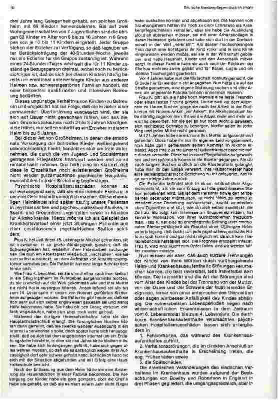 Vorschauseite 2: Die Kinderkrankenpflege - Wesen und Bedeutung psychischer Hospitalismusschäden und Möglichkeiten ihrer Vermeidung bzw. Eingrenzung