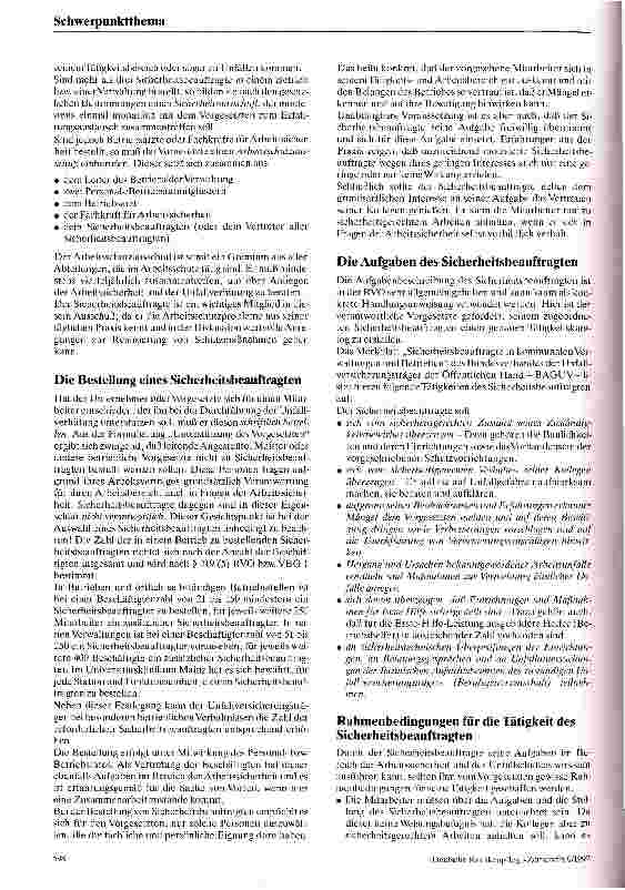 Vorschauseite 2: Der Sicherheitsbeauftragte Aufgaben und Möglichkeiten im Arbeitsschutz
