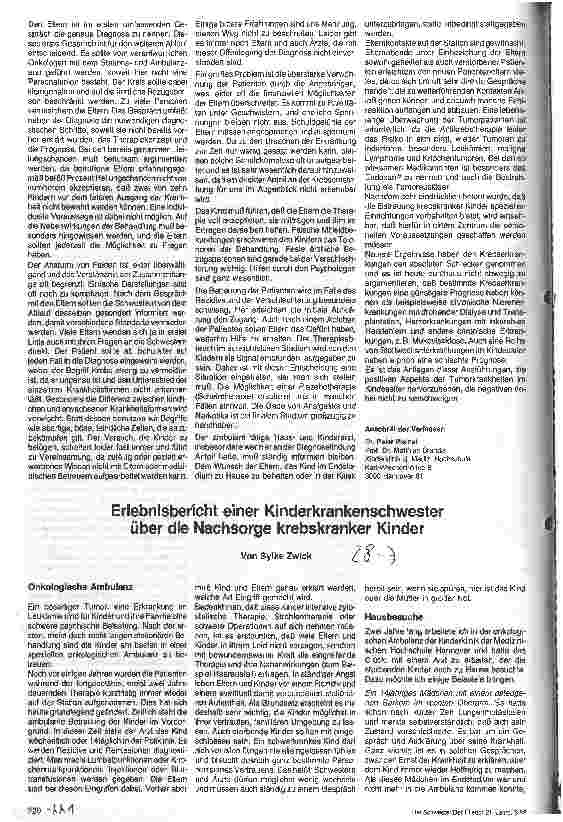Vorschauseite 1: Erlebnisbericht einer Kinderkrankenschwester über die Nachsorge krebskranker Kinder