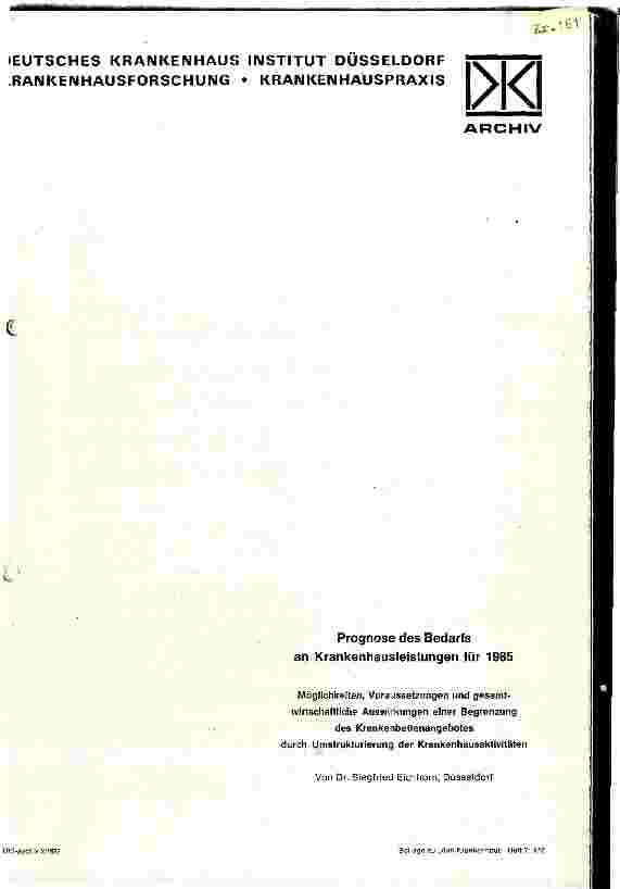 Vorschauseite 1: Prognose des Bedarf an Krankenhausleistungen für 1985
