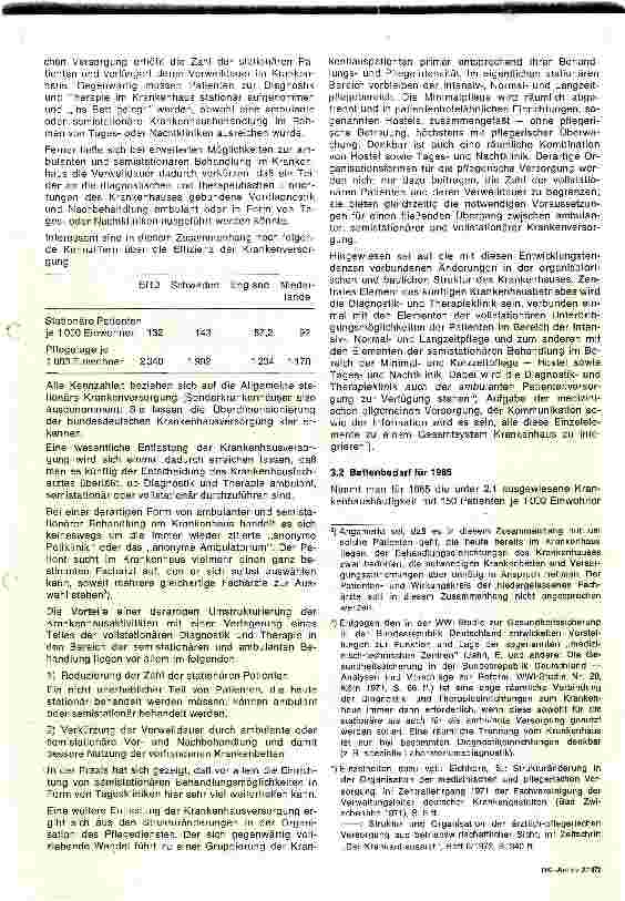 Vorschauseite 4: Prognose des Bedarf an Krankenhausleistungen für 1985