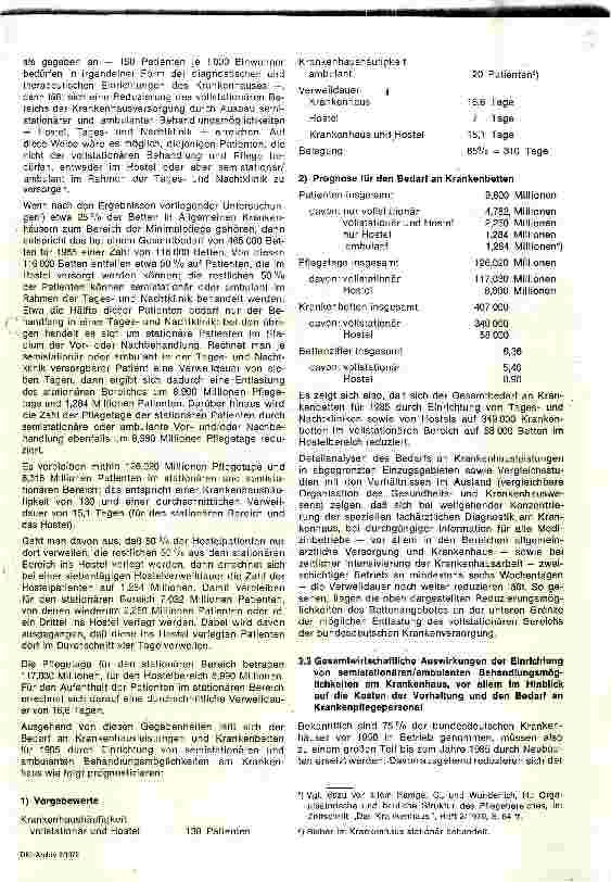 Vorschauseite 5: Prognose des Bedarf an Krankenhausleistungen für 1985