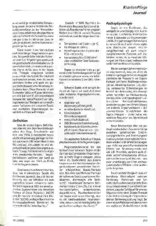 Vorschauseite 2: Sepsis: Das Chaos im Körper - Neues zur Pathophysiologie und Therapie