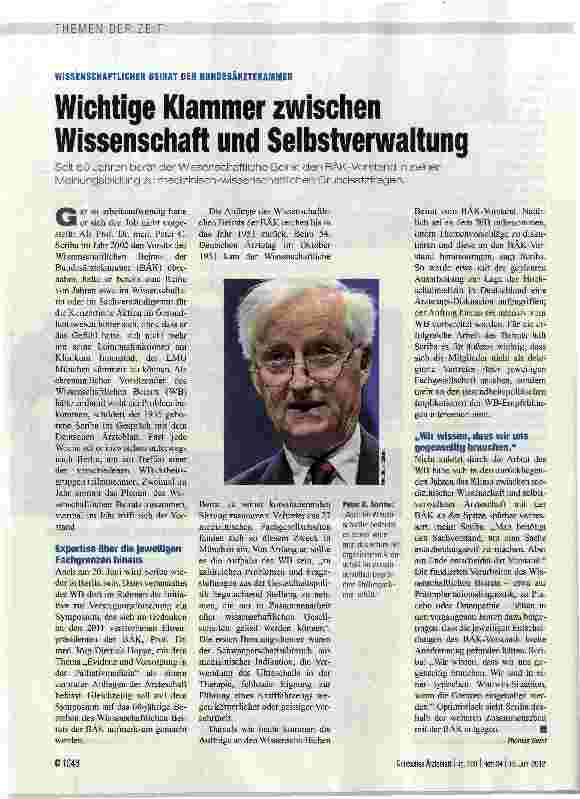 Vorschauseite 1: WISSENSCHAFTLICHER BEIRAT DER BUNDESÄRZTEKAMMERWichtige Klammer zwischen Wissenschaft und Selbstverwaltung