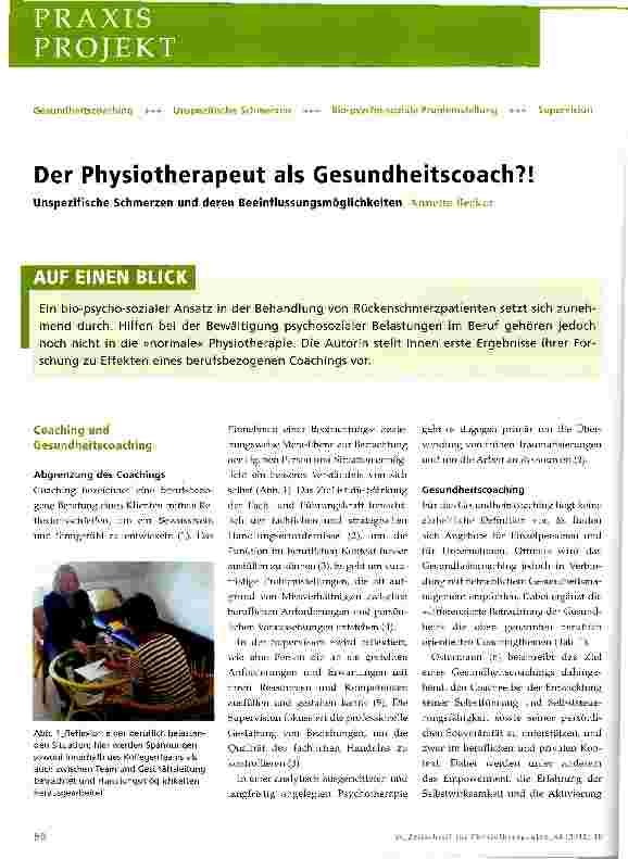 Vorschauseite 1: Der Physiotherapeut als Gesundheitscoach?!