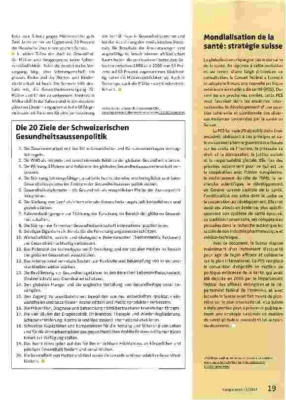 Vorschauseite 2: Schweiz gibt sich nationale Strategie für globale Gesundheitsfragen