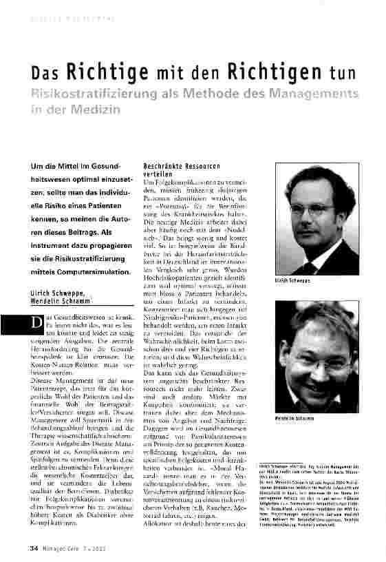 Vorschauseite 1: Das Richtige mit den Richtigen tunRisikostratifizierung als Methode des Managements in der Medizin