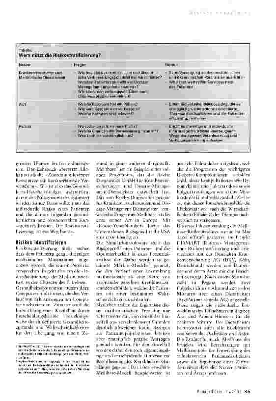 Vorschauseite 2: Das Richtige mit den Richtigen tunRisikostratifizierung als Methode des Managements in der Medizin