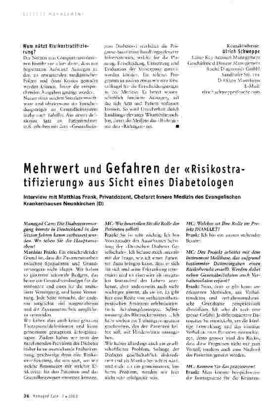 Vorschauseite 3: Das Richtige mit den Richtigen tunRisikostratifizierung als Methode des Managements in der Medizin