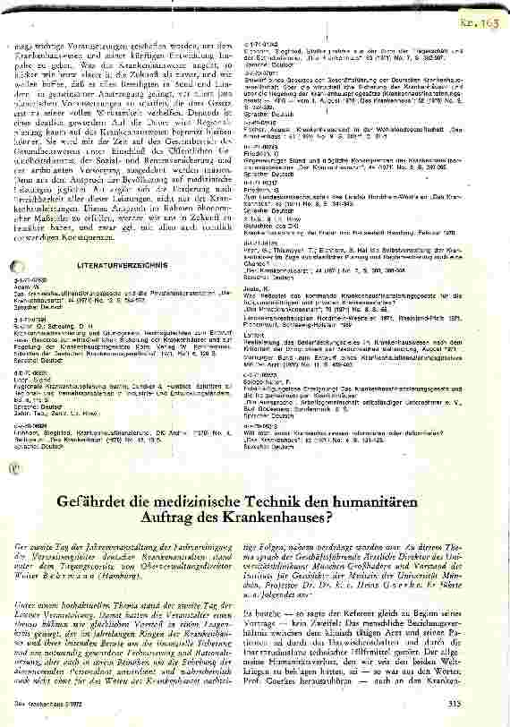 Vorschauseite 1: Gefährdet die medizinische Technik den humanen Auftrag des Krankenhauses?