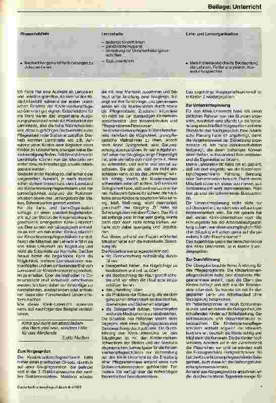 Vorschauseite 6: Klinik-Unterricht - ein curricularer Leitfaden