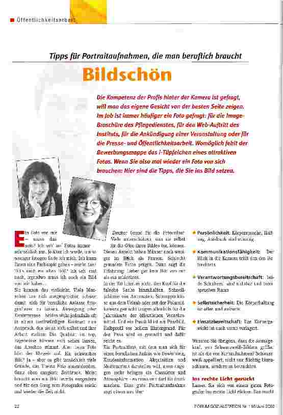 Vorschauseite 1: Bildschön Tipps für Portraitaufnahmen, die man beruflich braucht