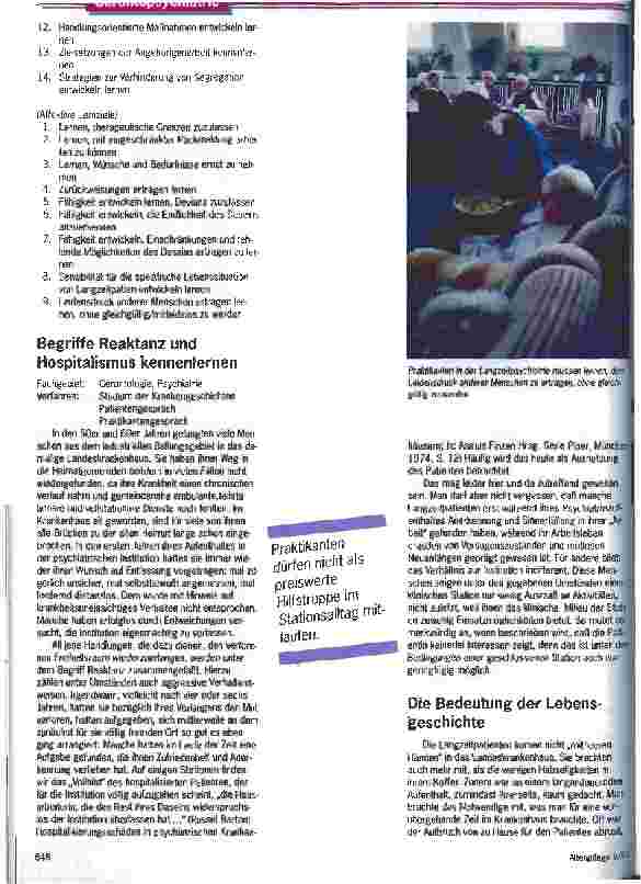 Vorschauseite 2: Brücken zur alten Heimat eingebrochen Praktikanten im psychiatrischen Langzeitbereich