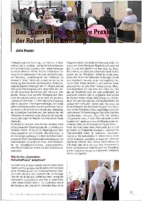 Vorschauseite 1: Das Curriculum Palliative Praxis der Robert Bosch Stiftung
