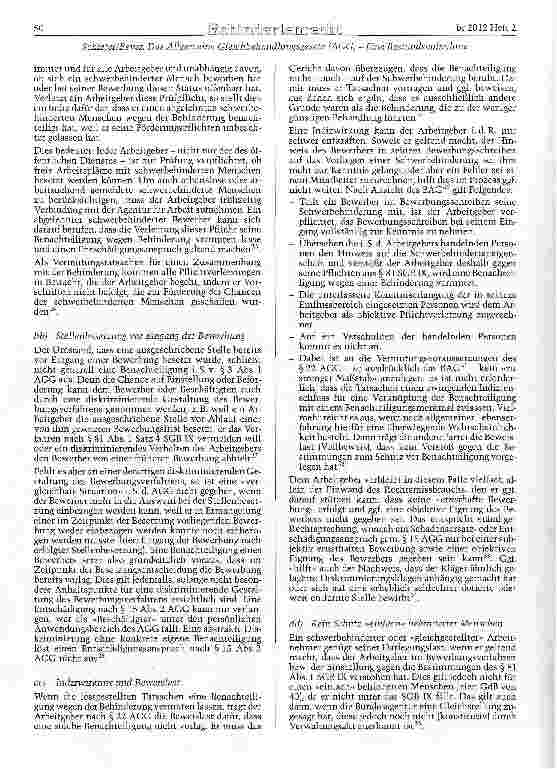 Vorschauseite 5: Das Allgemeine Gleichbehandlungsgesetz (AGG) - Eine Bestandsaufnahme unter dem Aspekt des Benachteilieunesmerkmals der Behinderung