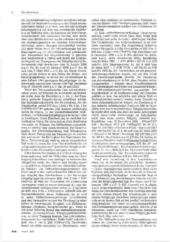Vorschauseite 3: Mitbestimmung des Personalrats zur Eingruppierung bei Zuweisung eines neuen Arbeitsplatzes