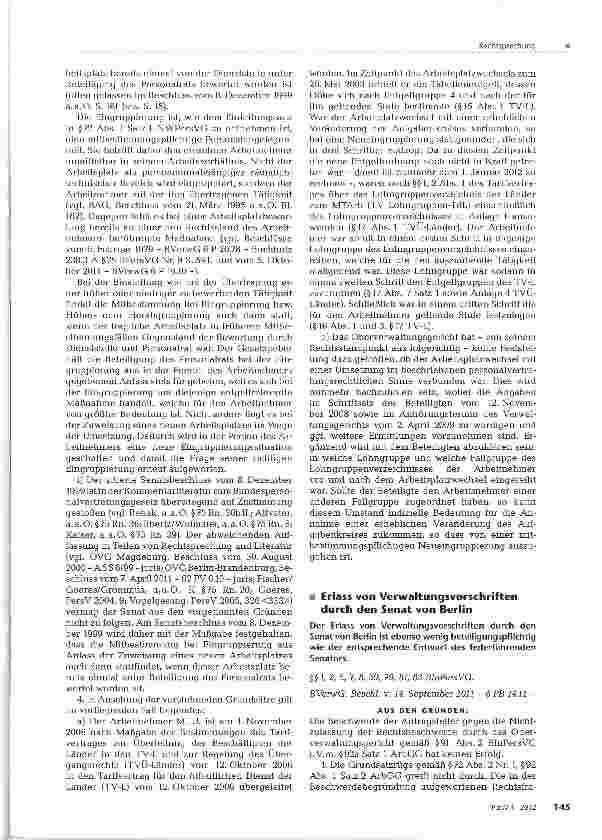 Vorschauseite 4: Mitbestimmung des Personalrats zur Eingruppierung bei Zuweisung eines neuen Arbeitsplatzes