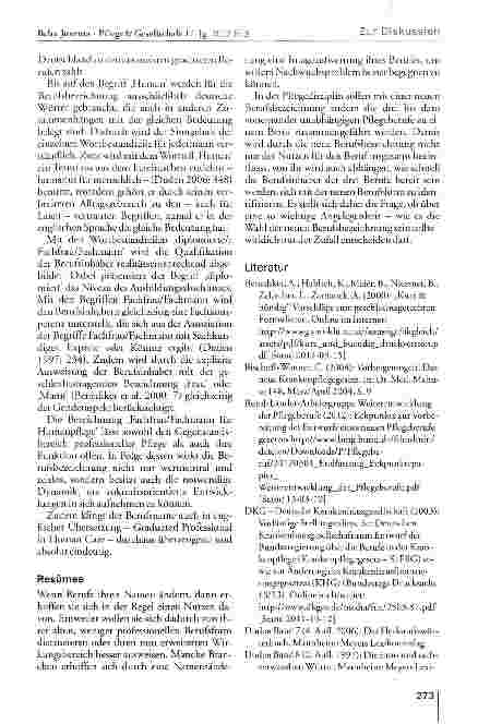 Vorschauseite 4: Zur Diskussion. .. wird der Zufall über den zukünftigen Berufsnamen der Pflege entscheiden?