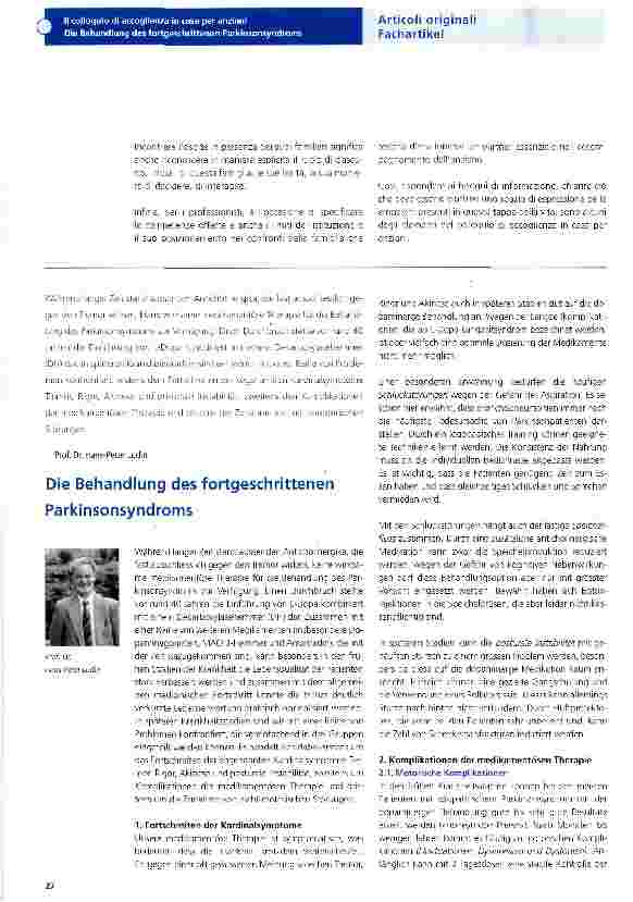 Vorschauseite 1: Die Behandlung des fortgeschrittenen Parkinsonsyndroms