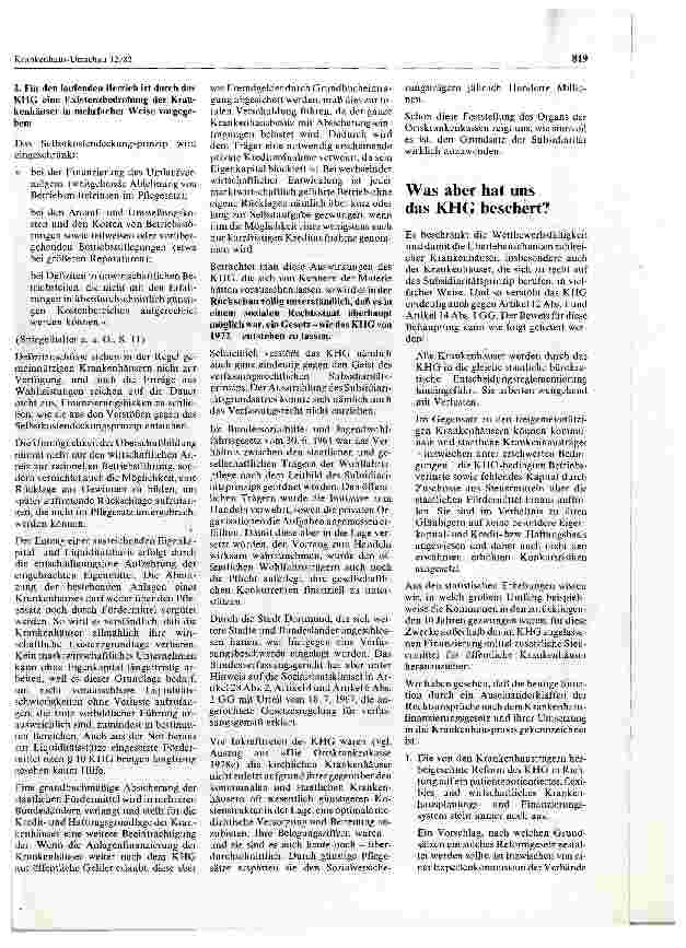 Vorschauseite 4: 10 Jahre Krankenhaus-finanzierungsgesetz - Ziel und Wirklichkeit - aus der Sicht der Krankenhäuser