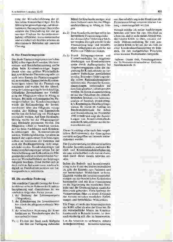Vorschauseite 6: 10 Jahre Krankenhaus-finanzierungsgesetz - Ziel und Wirklichkeit - aus der Sicht der Krankenhäuser