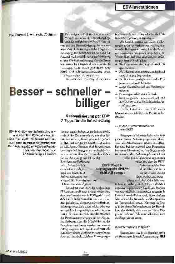 Vorschauseite 1: Besser - schneller - billiger