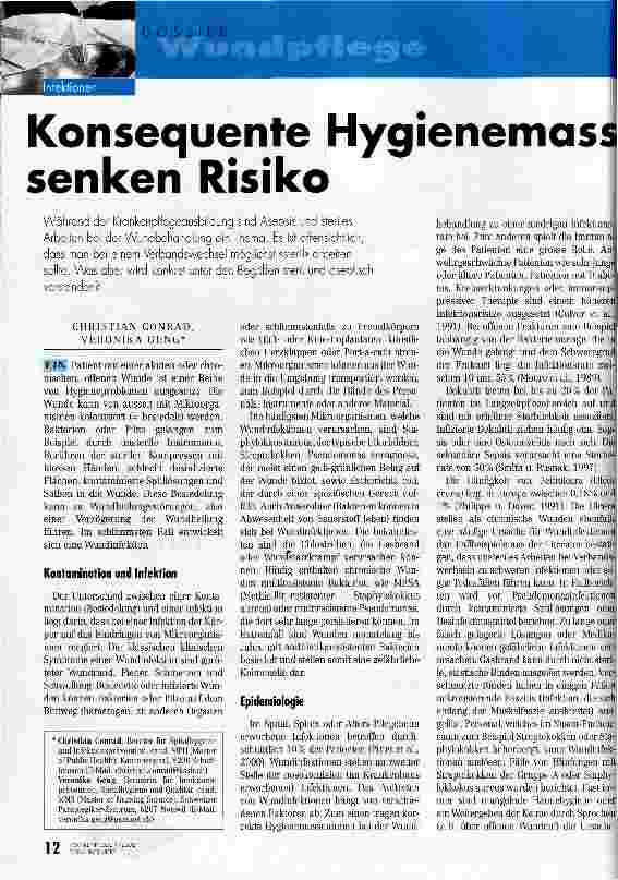 Vorschauseite 1: Konsequente Hygienemaßnahmen senken das Risiko