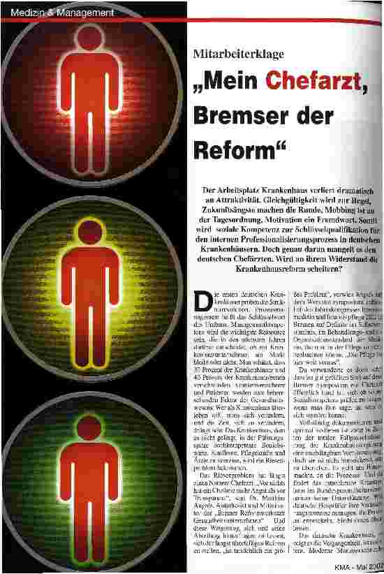 Vorschauseite 1: Mein Chefarzt, Bremser der Reform Mitarbeiterklage