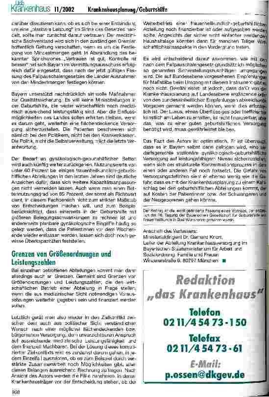 Vorschauseite 6: Die Zukunft der geburtshilflichen Abteilung im Krankenhaus am Beispiel Bayerns
