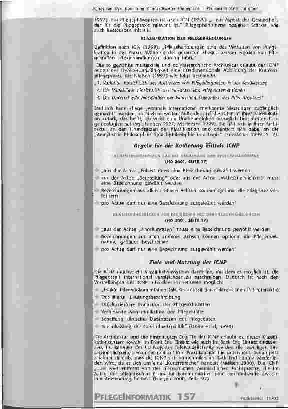 Vorschauseite 5: Kodierung standardisierter Pflegepläne in PIK mittels ICNP auf einer psychiatrischen Station am Universitätsklinikum Heidelberg