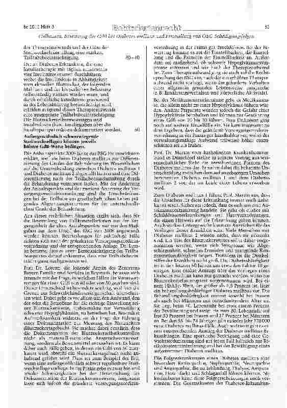 Vorschauseite 2: Bewertung des GdB bei Diabetes mellitus und Feststellung von OEG-Schädigungsfolgen bei sexuellem Missbrauch