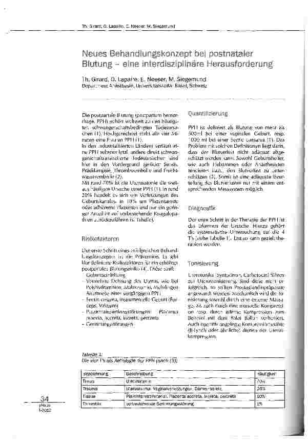 Vorschauseite 1: Neues Behandlungskonzept bei postnataler Blutung