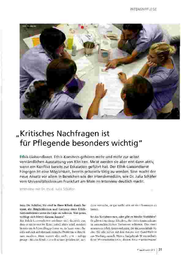 Vorschauseite 1: Kritisches Nachfragen ist für Pflegende besonders wichtig