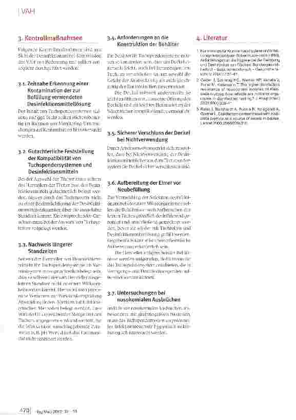 Vorschauseite 3: Empfehlung zur Kontrolle kritischer Punkte bei der Anwendung von Tuchspender-systemen im Vortränksystem für die Flächendesinfektion