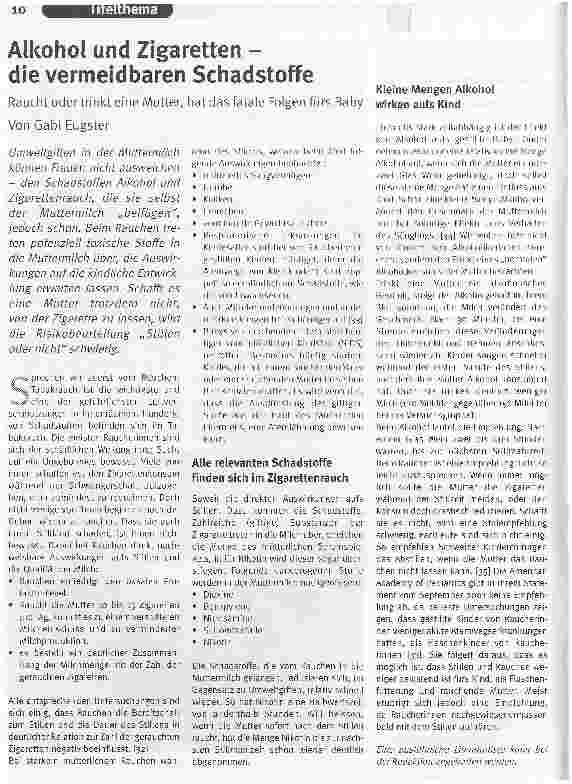 Vorschauseite 1: Alkohol und Zigaretten -die vermeidbaren Schadstoffe