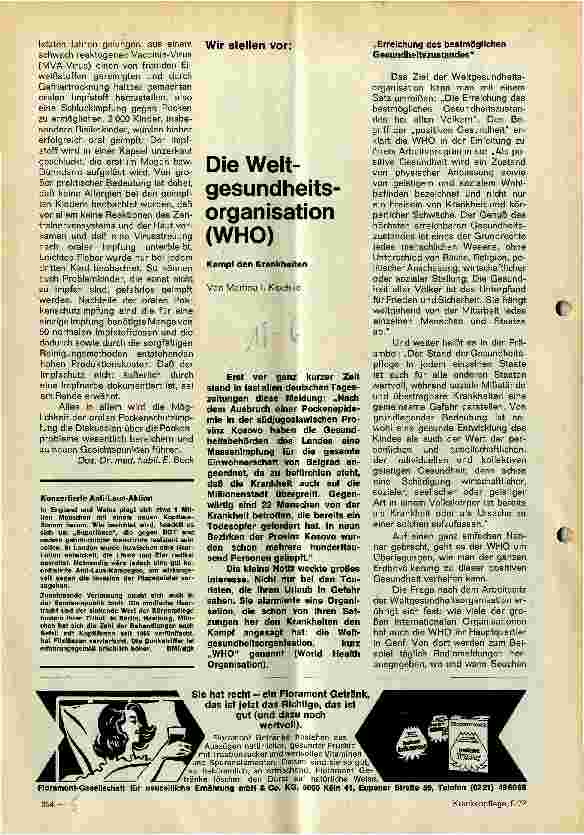Vorschauseite 1: Die Weltgesundheitsorganisation (WHO) Kampf den Krankheiten