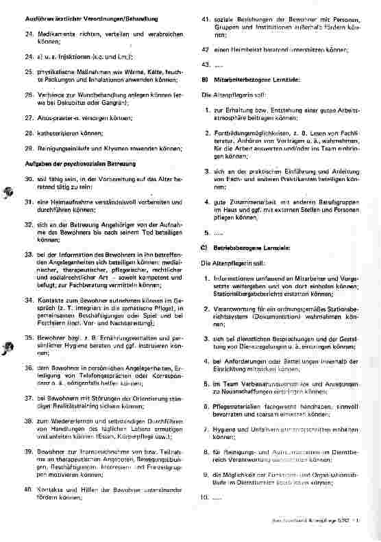Vorschauseite 2: Lernzielkatalog für die praktische Ausbildung in der Altenpflege