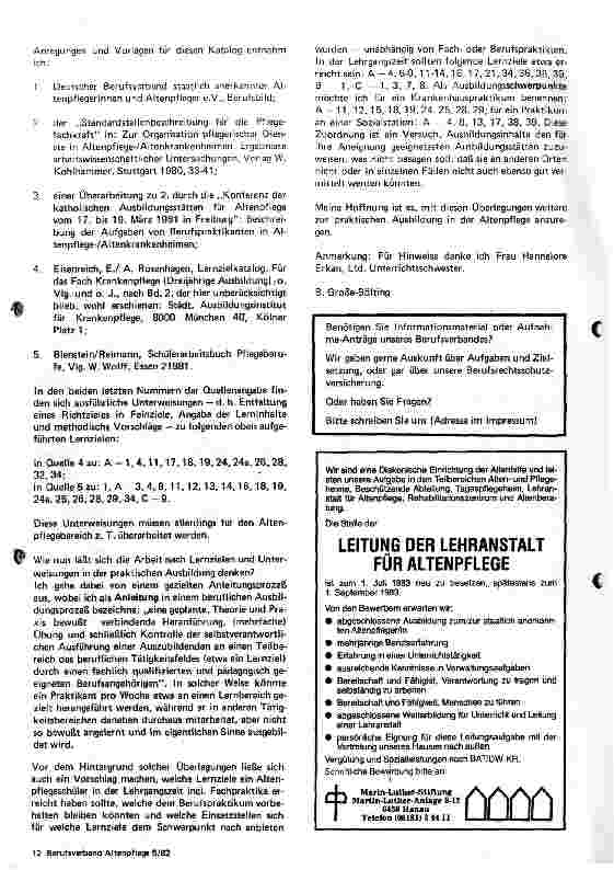 Vorschauseite 3: Lernzielkatalog für die praktische Ausbildung in der Altenpflege