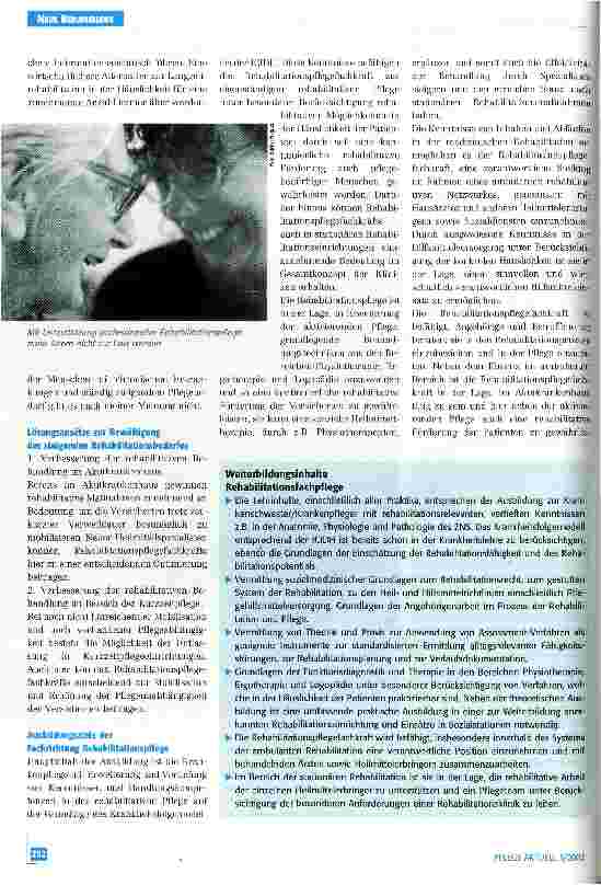 Vorschauseite 3: Die Rehabilitationspflege Gedanken zu einem neuen Studiengang