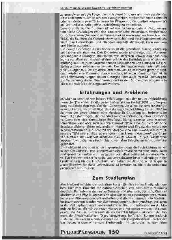 Vorschauseite 5: Gesundheitsund Pflegewissenschaft Eine neue Fachrichtung im Studiengang Lehramt an beruflichen Schulen an der TU München