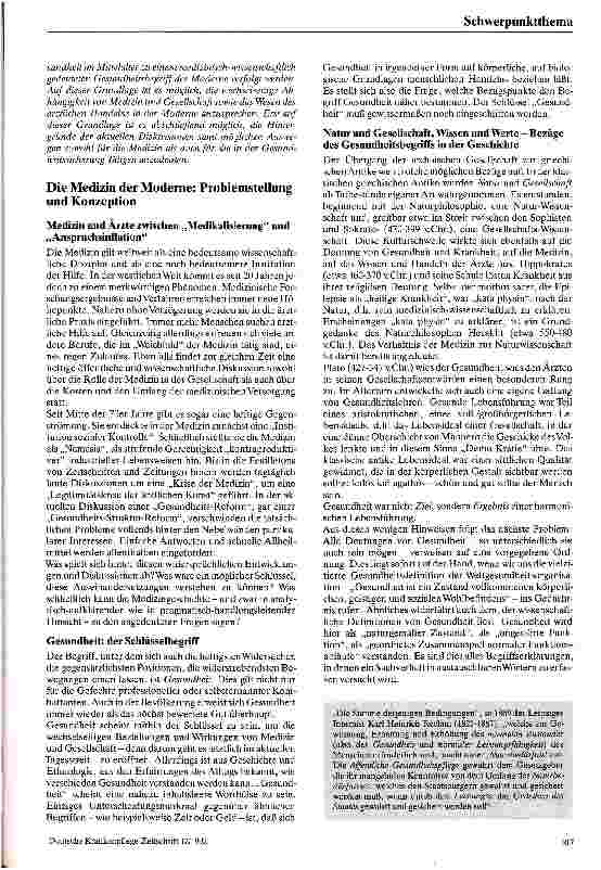 Vorschauseite 2: Gesundheit und Medizin in der Neuzeit Zum Wesen ärztlichen Handelns in der Moderne