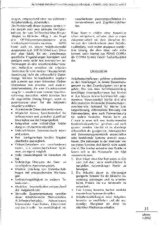 Vorschauseite 3: Anästhesie-Informations-Management-Systeme (AIMS) - Überflüssig oder Chance?